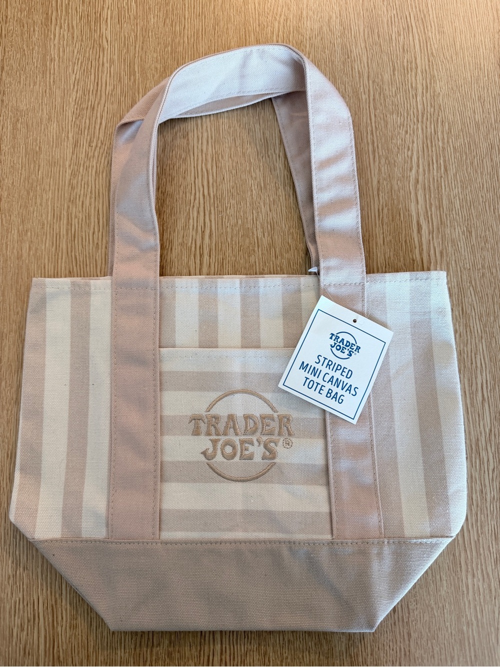Brown Striped Mini Canvas Tote Bag
